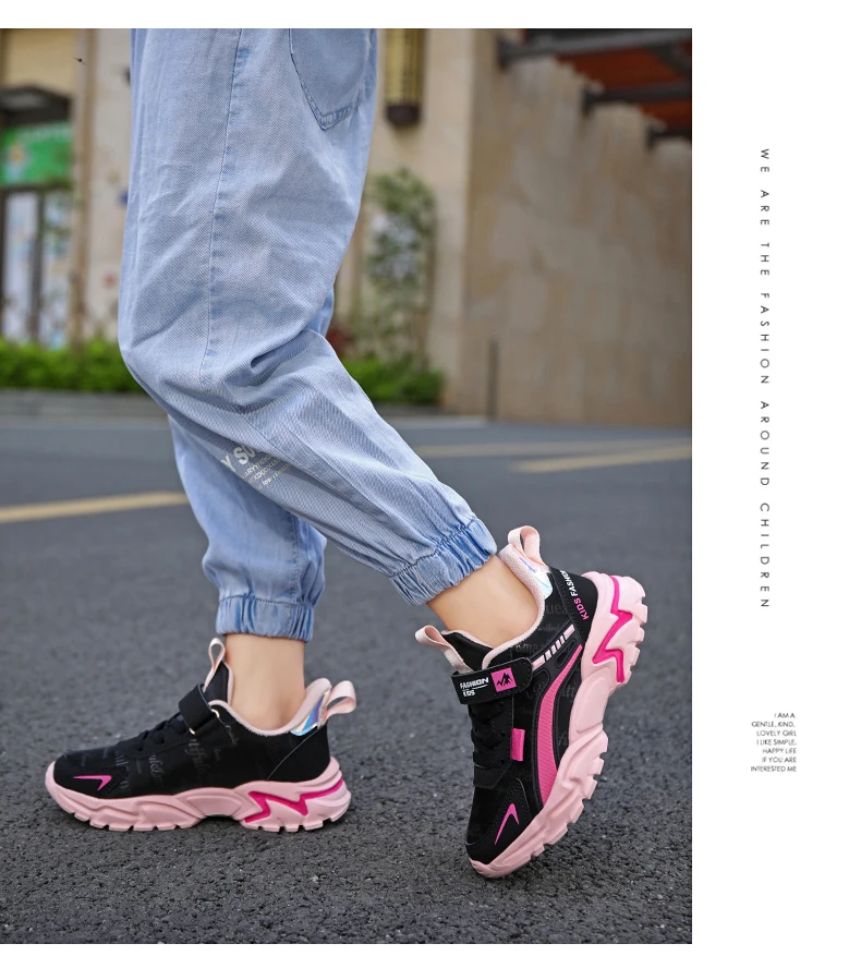 Children Sneaker Girls Shoes Leather Flat Kids Pink Shoes for Girl Lightweight Sports Running Tennis Sneaker Casual Students