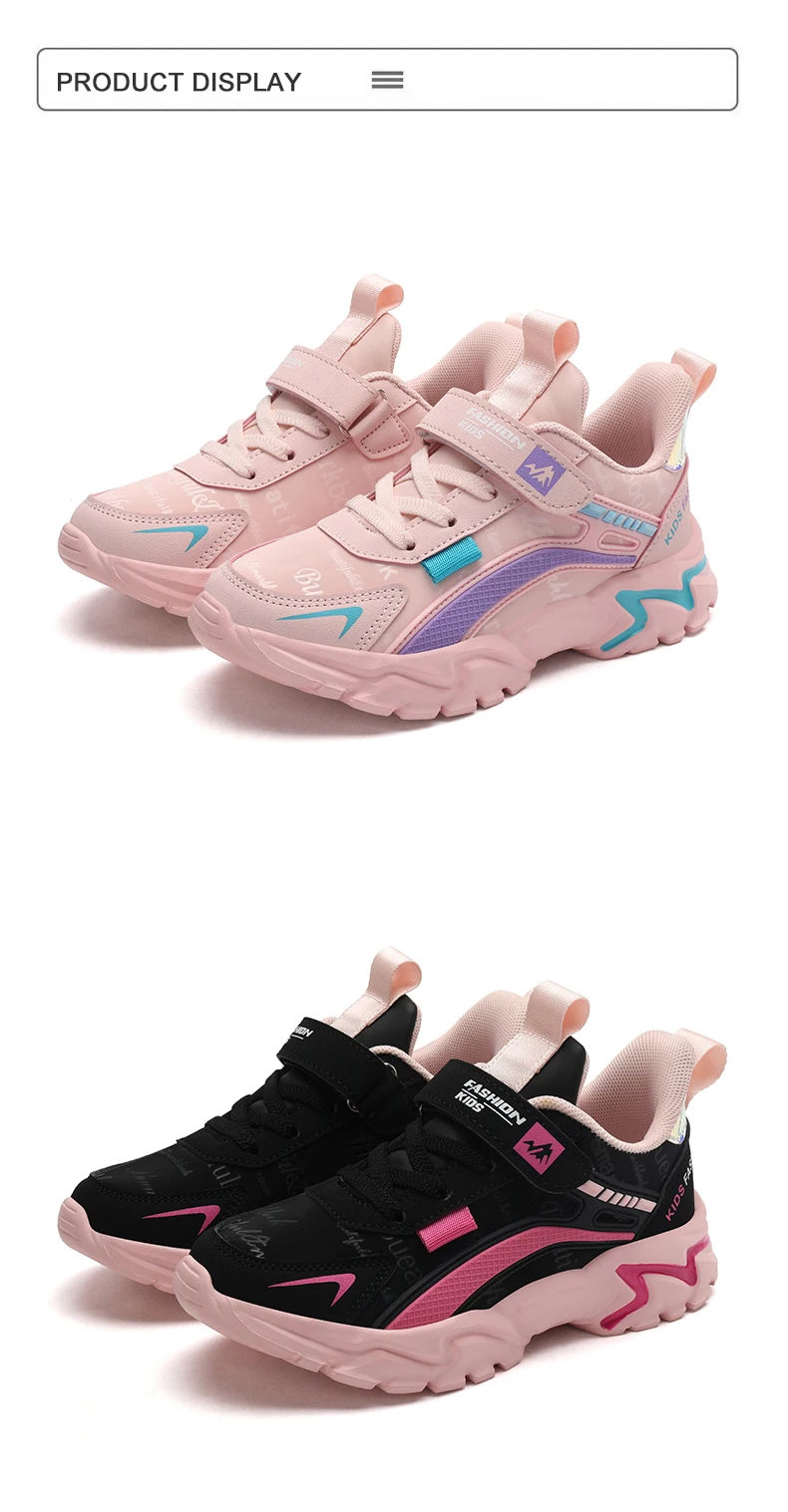 Children Sneaker Girls Shoes Leather Flat Kids Pink Shoes for Girl Lightweight Sports Running Tennis Sneaker Casual Students