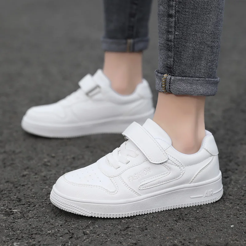 Kids Shoes Girls Sneakers Cute 7 To 12 Years Children Sneakers Casual PU Leather White Skateboard Sports Tennis Shoes for Girl