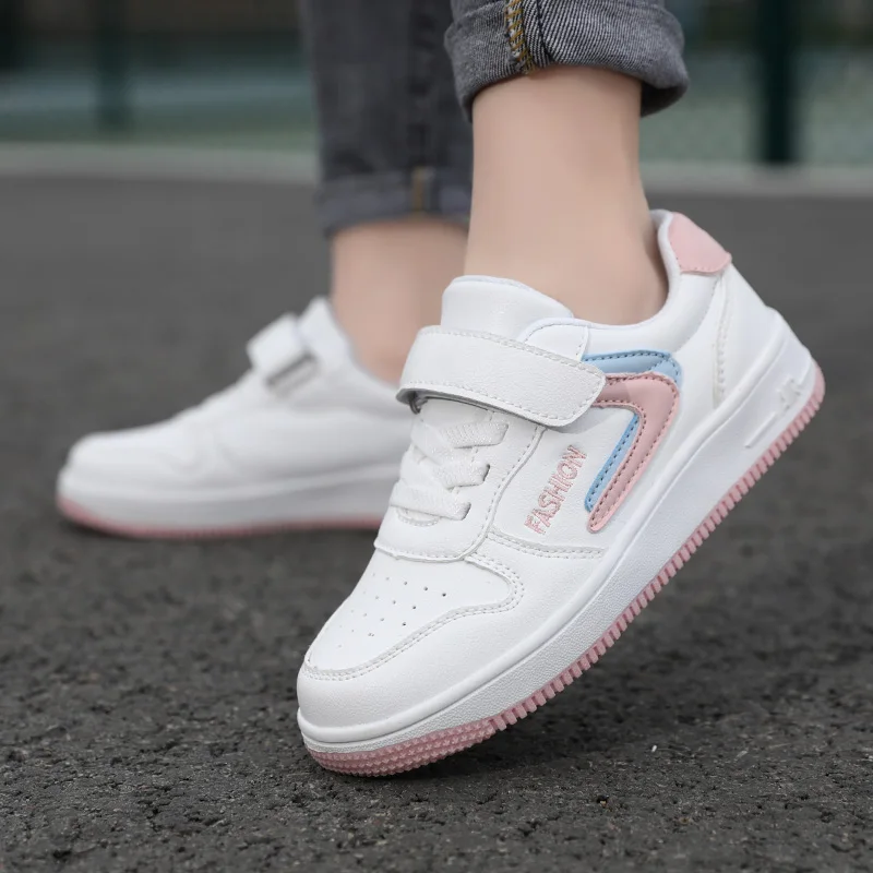 Kids Shoes Girls Sneakers Cute 7 To 12 Years Children Sneakers Casual PU Leather White Skateboard Sports Tennis Shoes for Girl