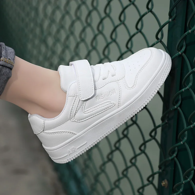 Kids Shoes Girls Sneakers Cute 7 To 12 Years Children Sneakers Casual PU Leather White Skateboard Sports Tennis Shoes for Girl