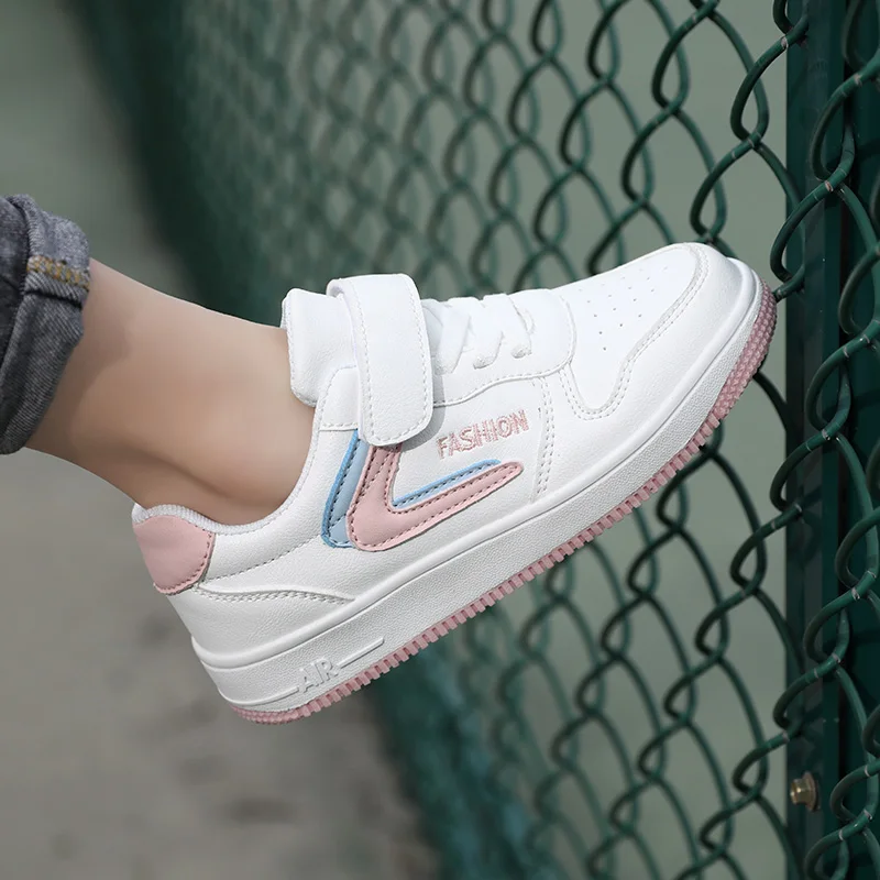 Kids Shoes Girls Sneakers Cute 7 To 12 Years Children Sneakers Casual PU Leather White Skateboard Sports Tennis Shoes for Girl