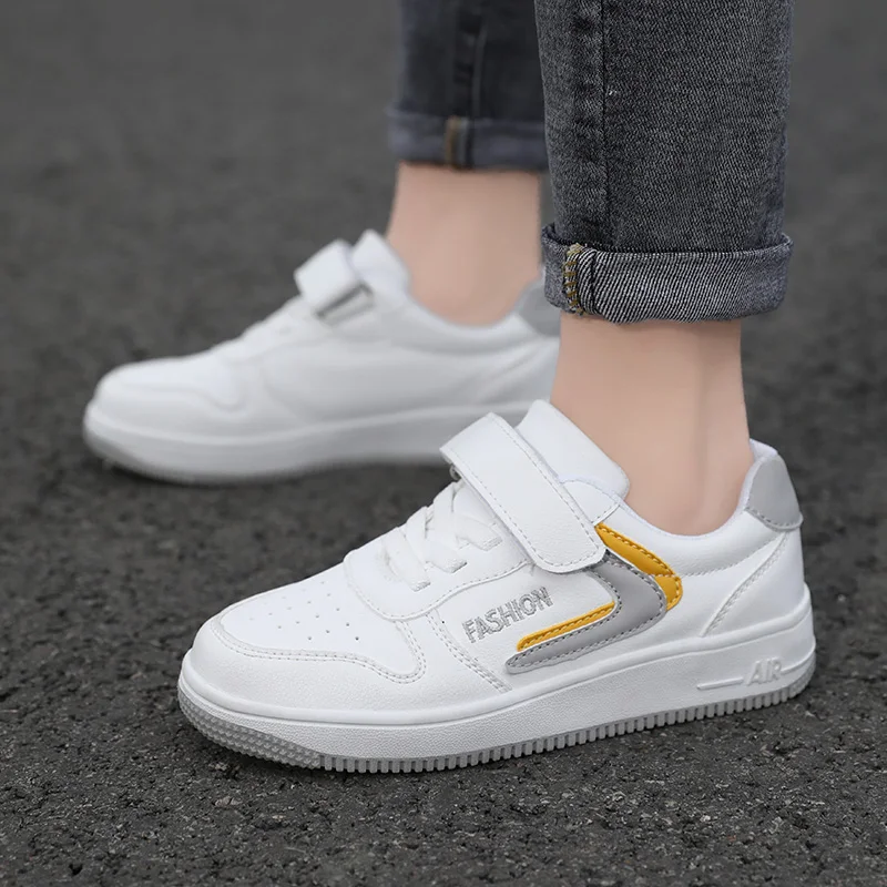 Kids Shoes Girls Sneakers Cute 7 To 12 Years Children Sneakers Casual PU Leather White Skateboard Sports Tennis Shoes for Girl