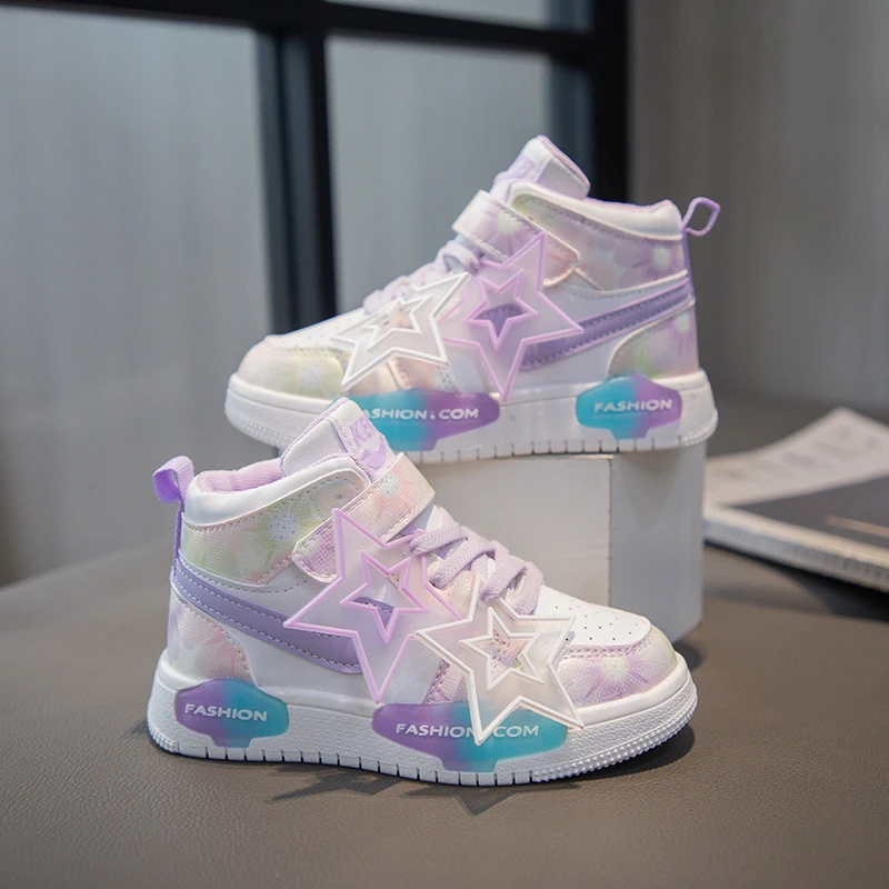 Girls Sneakers Children's Casual Sneaker Fashion Candy Color Kids Sports Shoes for Girl High Top Tennis Skate Shoes Toddlers