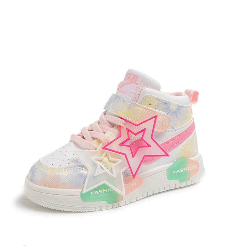 Girls Sneakers Children's Casual Sneaker Fashion Candy Color Kids Sports Shoes for Girl High Top Tennis Skate Shoes Toddlers