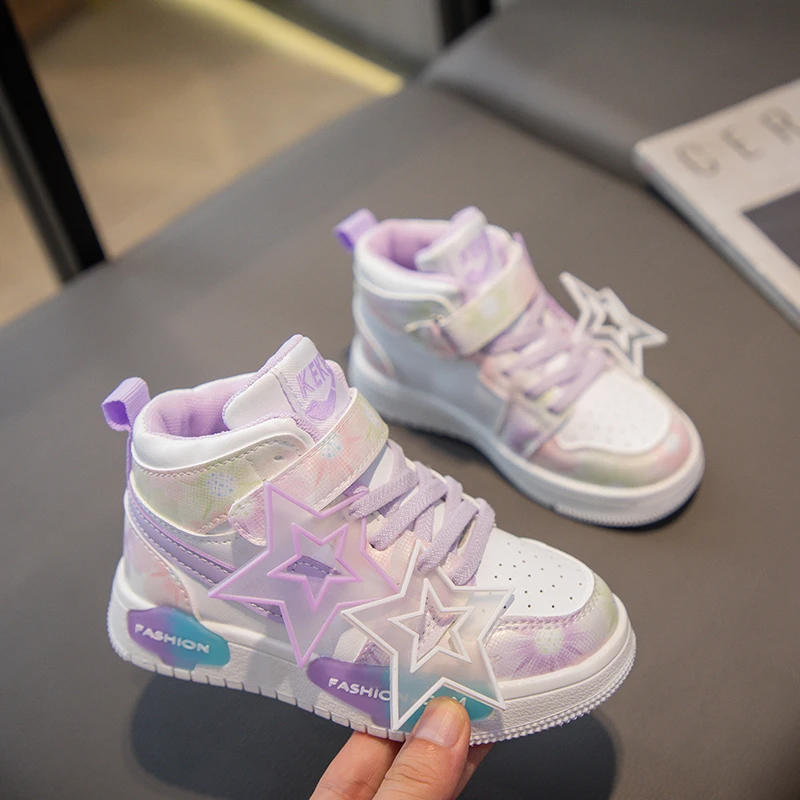 Girls Sneakers Children's Casual Sneaker Fashion Candy Color Kids Sports Shoes for Girl High Top Tennis Skate Shoes Toddlers