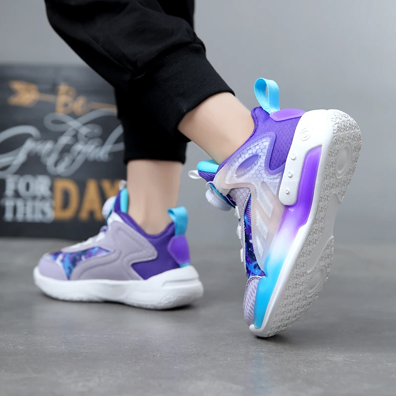 Rotating button Sneakers For Boys Breathable Mesh Basketball Shoes aged 7-14 Kids School Tennis Training 8 to 12 years old 2024 Rotating button Sneakers For Boys Breathable Mesh Basketball Shoes aged 7-14 Kids School Tennis Training 8 to 12 years old 2024