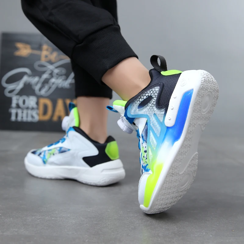 Rotating button Sneakers For Boys Breathable Mesh Basketball Shoes aged 7-14 Kids School Tennis Training 8 to 12 years old 2024 Rotating button Sneakers For Boys Breathable Mesh Basketball Shoes aged 7-14 Kids School Tennis Training 8 to 12 years old 2024