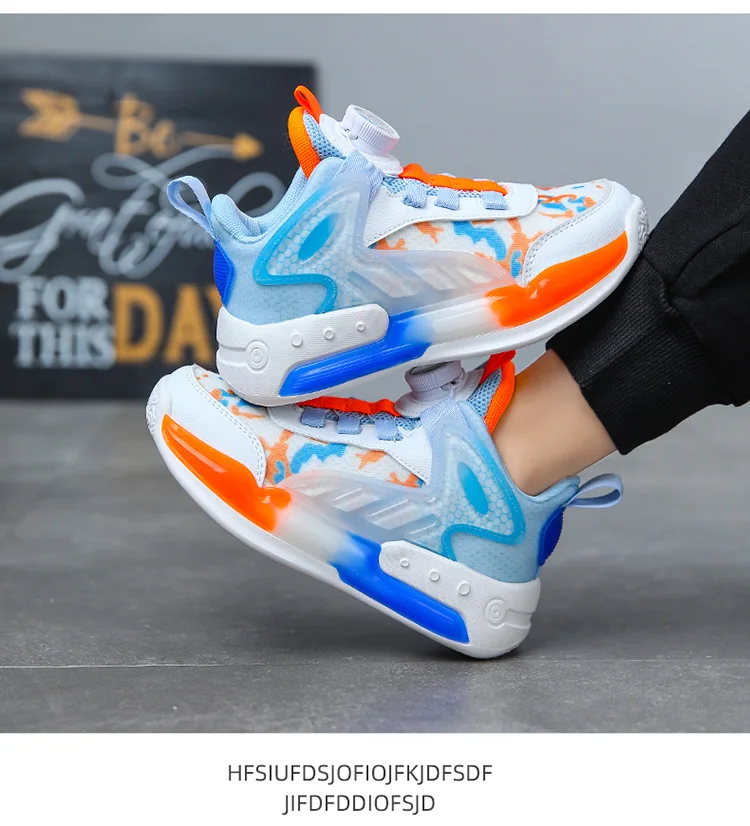 Rotating button Sneakers For Boys Breathable Mesh Basketball Shoes aged 7-14 Kids School Tennis Training 8 to 12 years old 2024 Rotating button Sneakers For Boys Breathable Mesh Basketball Shoes aged 7-14 Kids School Tennis Training 8 to 12 years old 2024