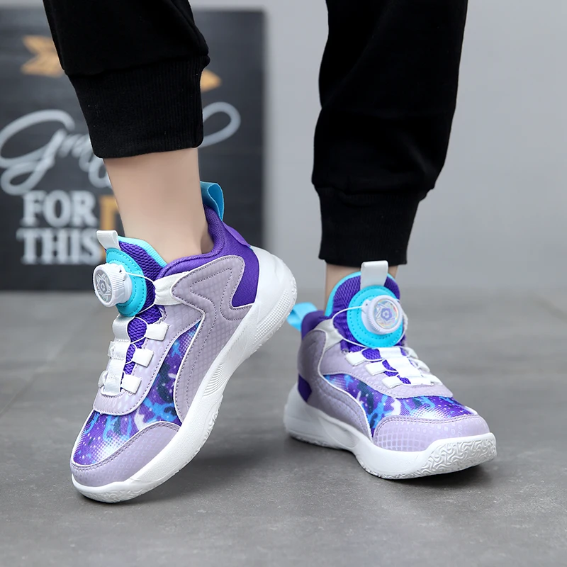 Rotating button Sneakers For Boys Breathable Mesh Basketball Shoes aged 7-14 Kids School Tennis Training 8 to 12 years old 2024 Rotating button Sneakers For Boys Breathable Mesh Basketball Shoes aged 7-14 Kids School Tennis Training 8 to 12 years old 2024
