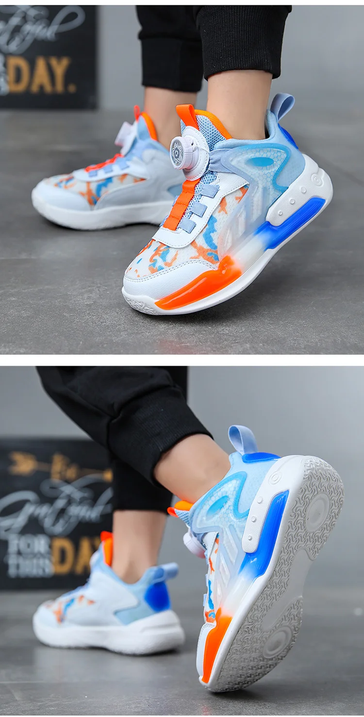 Rotating button Sneakers For Boys Breathable Mesh Basketball Shoes aged 7-14 Kids School Tennis Training 8 to 12 years old 2024 Rotating button Sneakers For Boys Breathable Mesh Basketball Shoes aged 7-14 Kids School Tennis Training 8 to 12 years old 2024