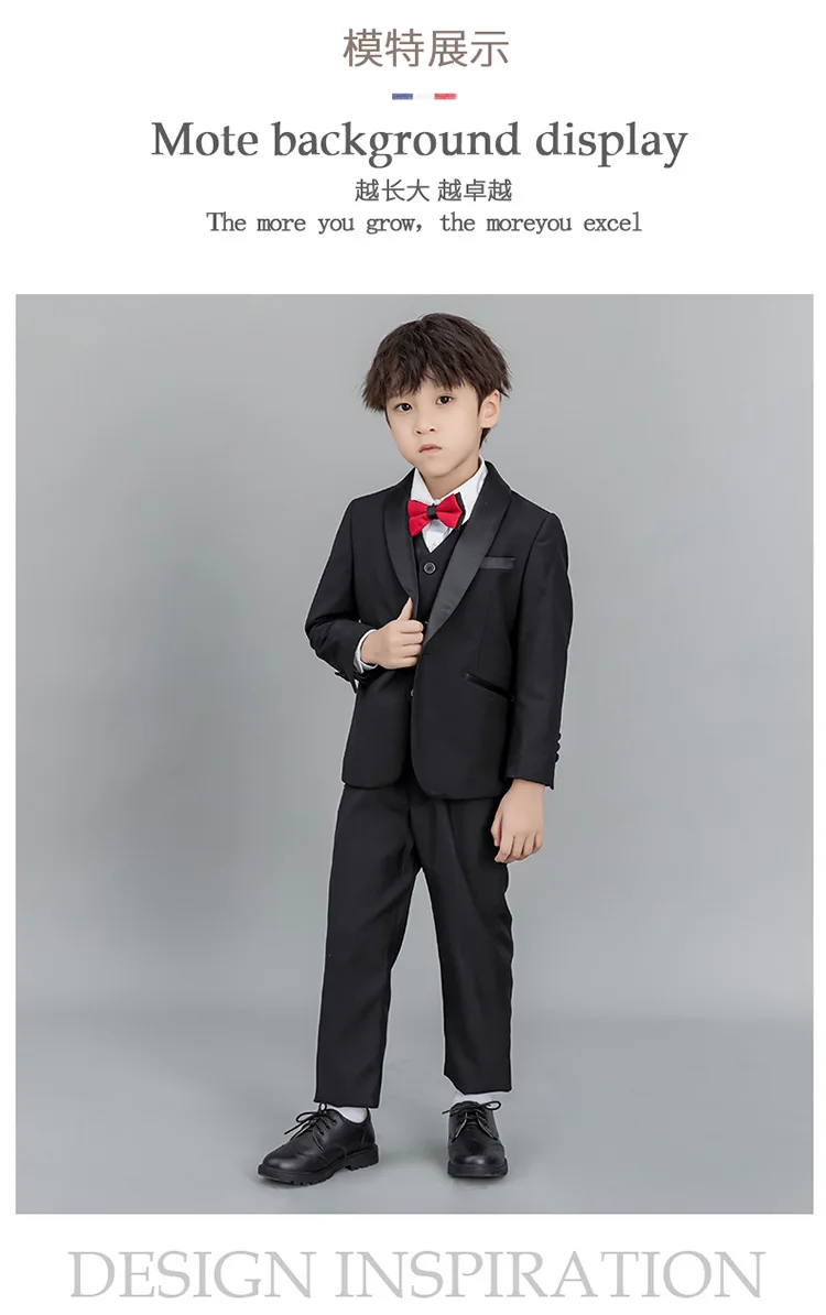 British Style Boys' Black Genuine Leather Brogue Shoes Classic Design for School and Party