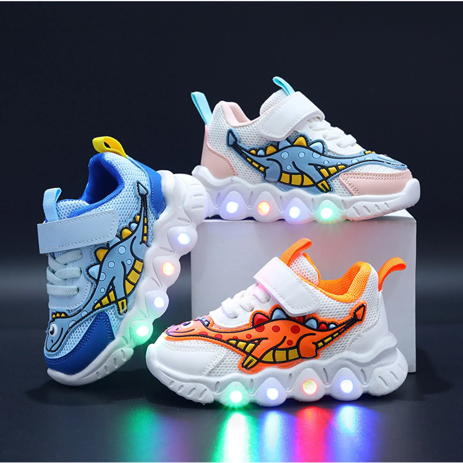 New Cartoon Boys Dinosaur Sports Shoes Girls Mesh Breathable Shoes Small And Medium Sized Children Casual Toddler Girl Shoes