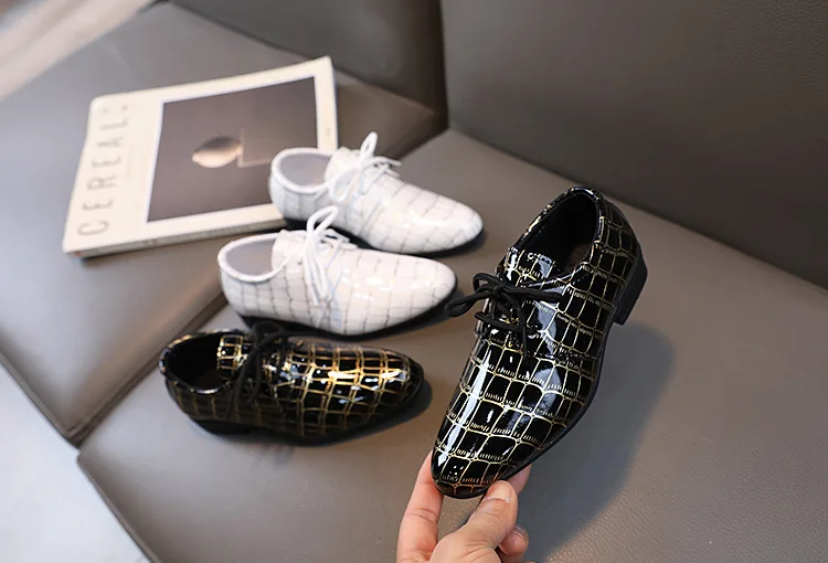 Children's Leather Shoes Fashion Lace-up Boys School Versatile Performance Low-heels Causal Kids Black White Dress Single Shoes Children's Leather Shoes Fashion Lace-up Boys School Versatile Performance Low-heels Causal Kids Black White Dress Single Shoes