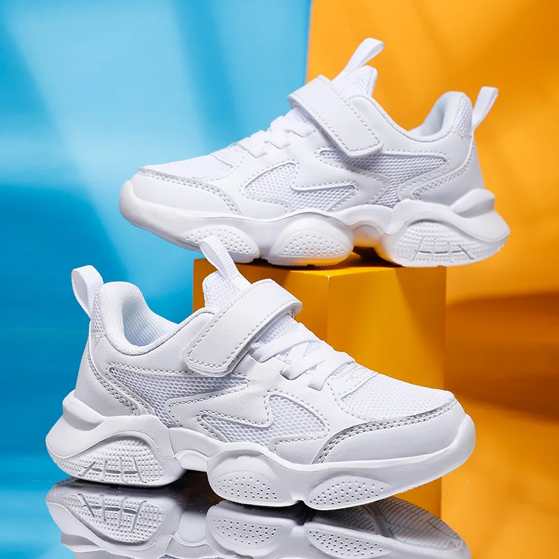Children's Sports Shoes Boys Girls Sneakers Fashion Mesh Breathable Non-slip Kids Running Shoes for Boy White School Sneakers