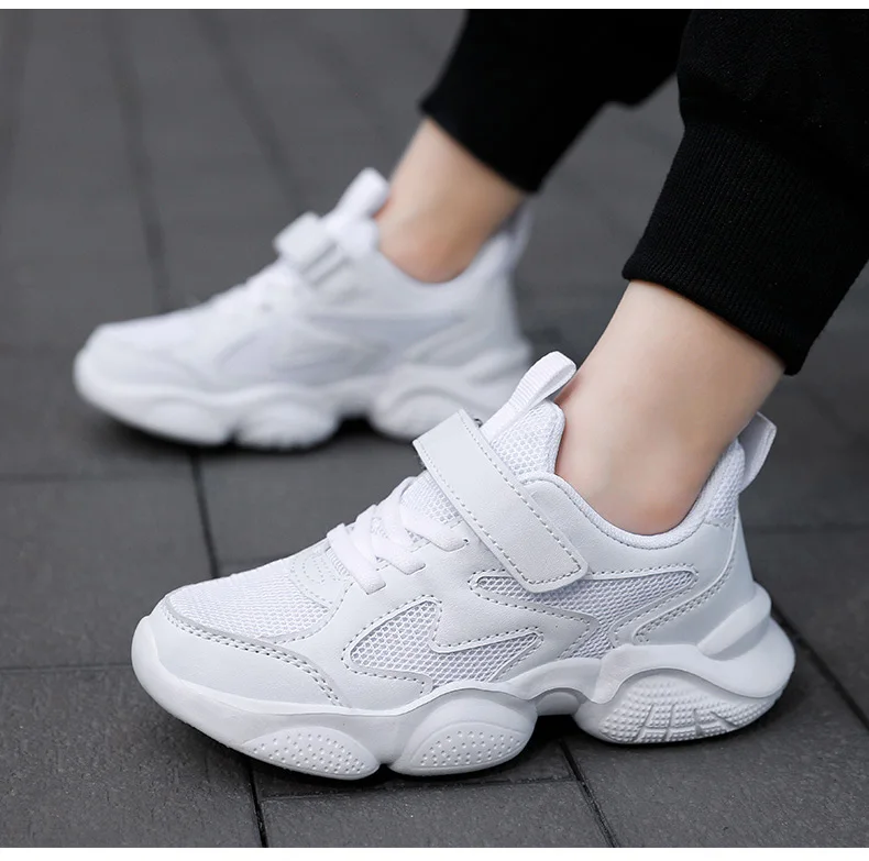 Children's Sports Shoes Boys Girls Sneakers Fashion Mesh Breathable Non-slip Kids Running Shoes for Boy White School Sneakers