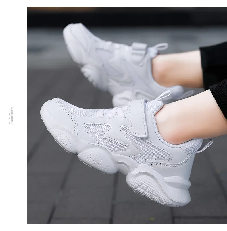 Children's Sports Shoes Boys Girls Sneakers Fashion Mesh Breathable Non-slip Kids Running Shoes for Boy White School Sneakers