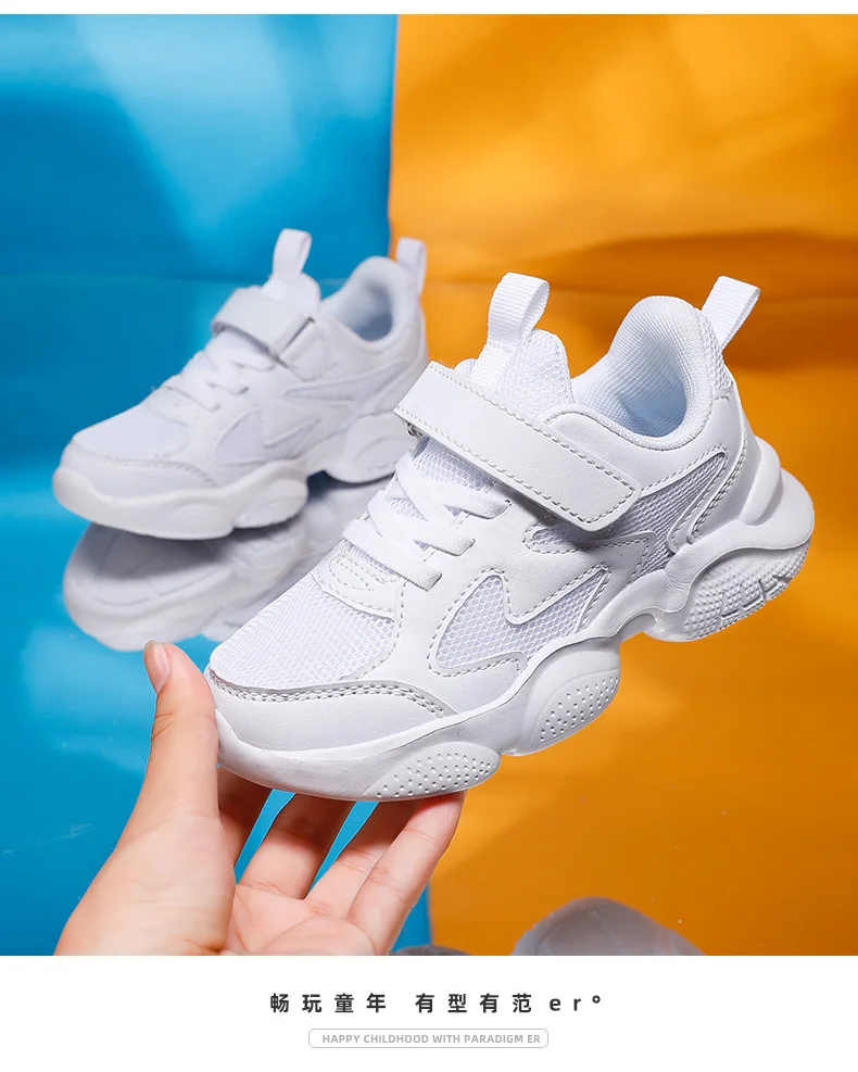 Children's Sports Shoes Boys Girls Sneakers Fashion Mesh Breathable Non-slip Kids Running Shoes for Boy White School Sneakers