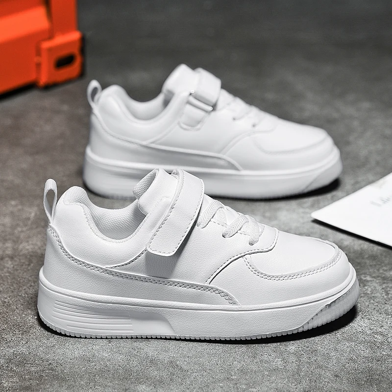 Children Shoes Boys Sneakers Black White Leather Daily Casual Kids Sneakers 6 To 12 Year Sports Running Tennis Shoes for Boy