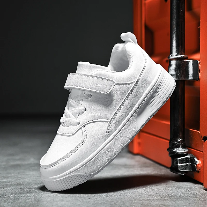 Children Shoes Boys Sneakers Black White Leather Daily Casual Kids Sneakers 6 To 12 Year Sports Running Tennis Shoes for Boy