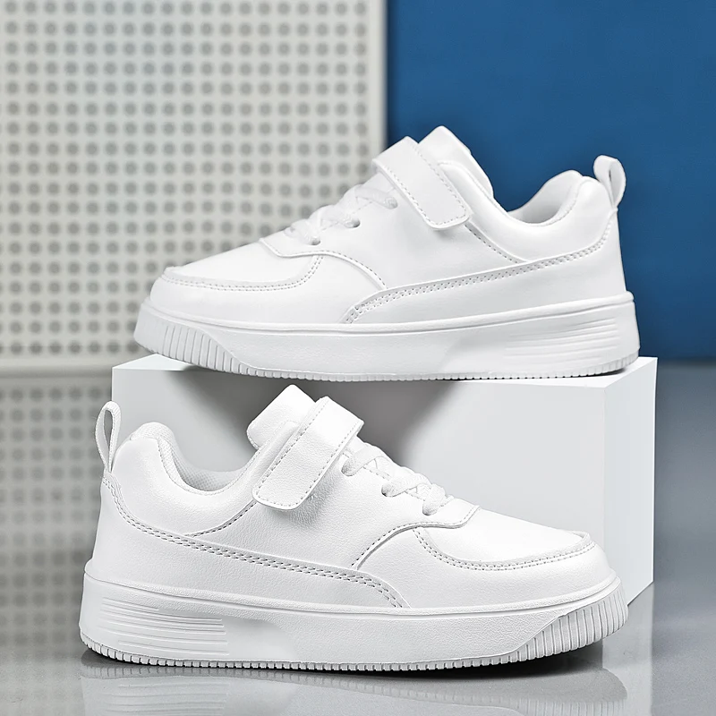 Children Shoes Boys Sneakers Black White Leather Daily Casual Kids Sneakers 6 To 12 Year Sports Running Tennis Shoes for Boy