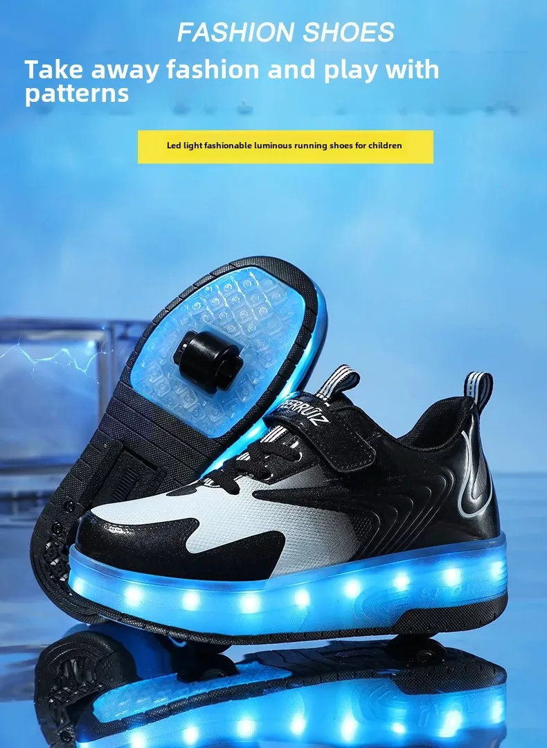 Children's Roller Skate Shoes Lace-Up LED Lighting Boy Girls Student Adult Walking Running Shoes Double Wheel Flying Shoes Children's Roller Skate Shoes Lace-Up LED Lighting Boy Girls Student Adult Walking Running Shoes Double Wheel Flying Shoes