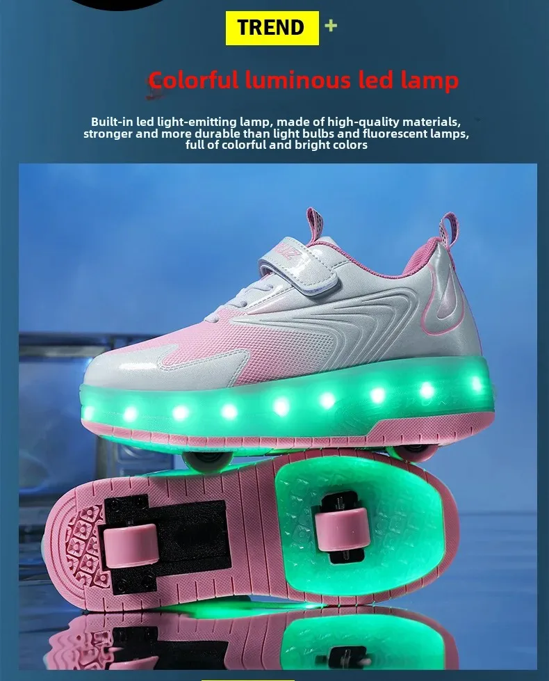 Children's Roller Skate Shoes Lace-Up LED Lighting Boy Girls Student Adult Walking Running Shoes Double Wheel Flying Shoes Children's Roller Skate Shoes Lace-Up LED Lighting Boy Girls Student Adult Walking Running Shoes Double Wheel Flying Shoes