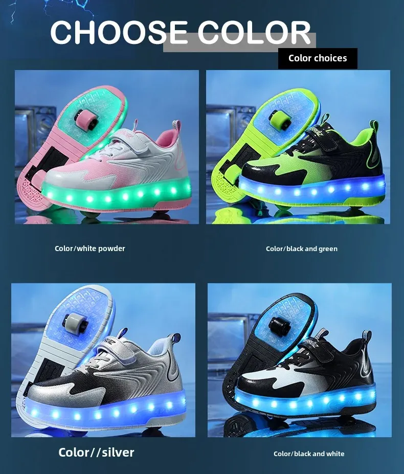 Children's Roller Skate Shoes Lace-Up LED Lighting Boy Girls Student Adult Walking Running Shoes Double Wheel Flying Shoes Children's Roller Skate Shoes Lace-Up LED Lighting Boy Girls Student Adult Walking Running Shoes Double Wheel Flying Shoes