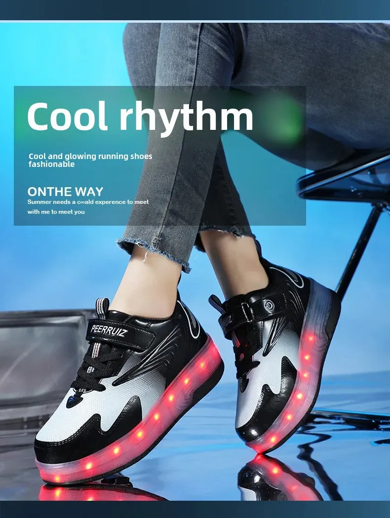 Children's Roller Skate Shoes Lace-Up LED Lighting Boy Girls Student Adult Walking Running Shoes Double Wheel Flying Shoes Children's Roller Skate Shoes Lace-Up LED Lighting Boy Girls Student Adult Walking Running Shoes Double Wheel Flying Shoes