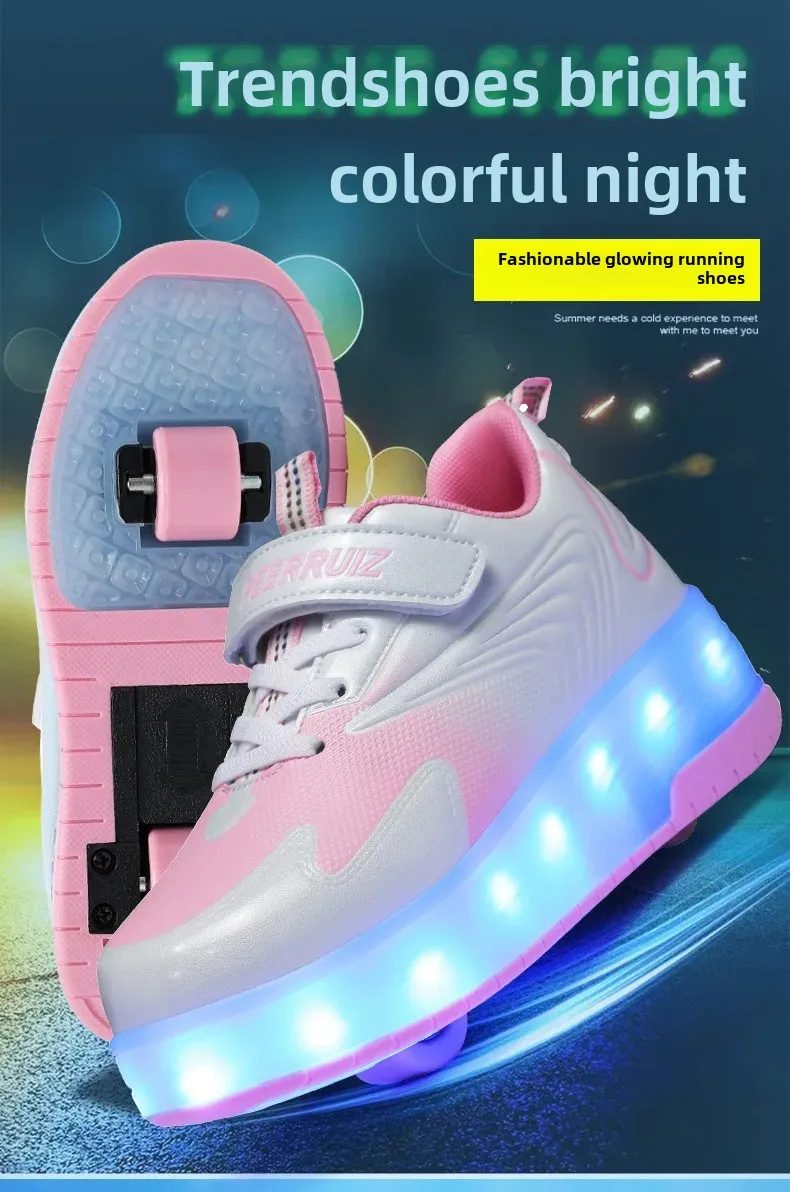 Children's Roller Skate Shoes Lace-Up LED Lighting Boy Girls Student Adult Walking Running Shoes Double Wheel Flying Shoes Children's Roller Skate Shoes Lace-Up LED Lighting Boy Girls Student Adult Walking Running Shoes Double Wheel Flying Shoes