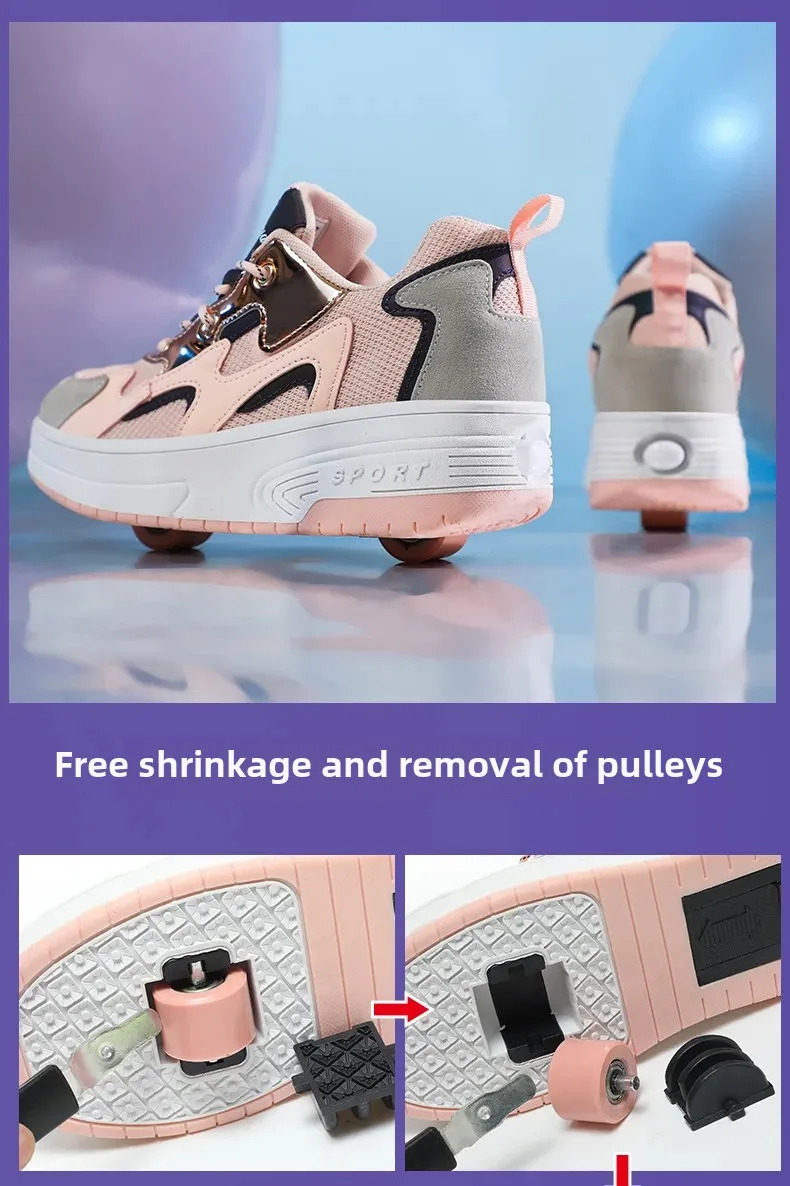 Children's Double-Wheel Rollerskates Removable Wheels Skate Shoes for Boys And Girls Student-Friendly Trendy Roller Blades