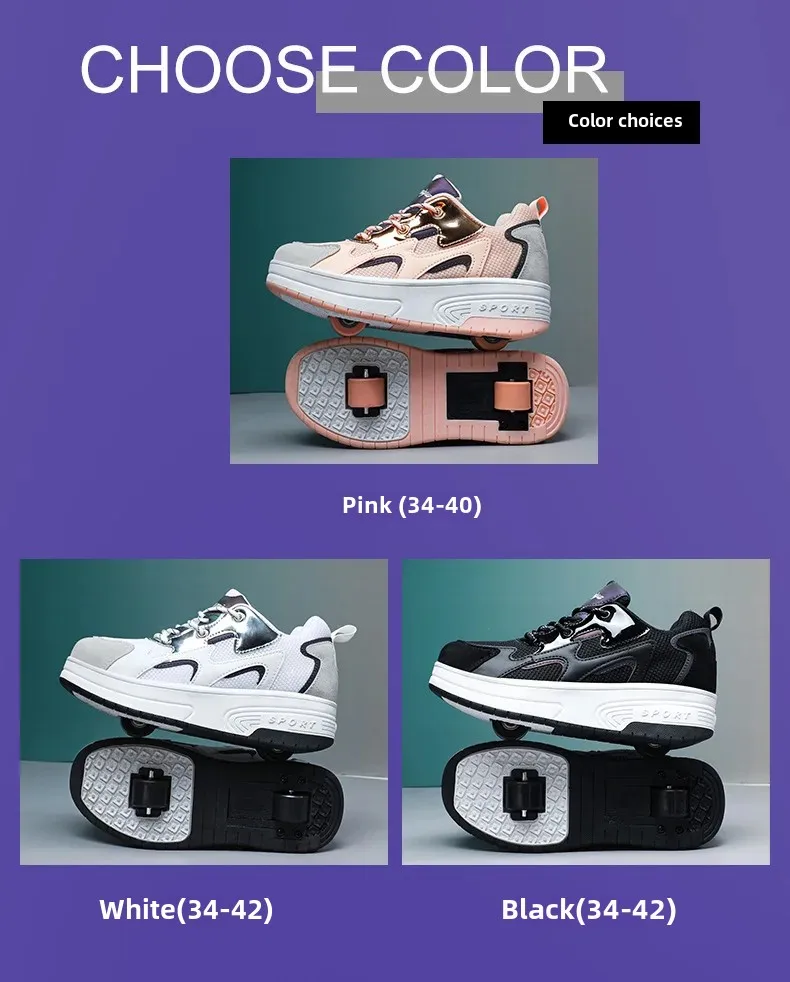 Children's Double-Wheel Rollerskates Removable Wheels Skate Shoes for Boys And Girls Student-Friendly Trendy Roller Blades