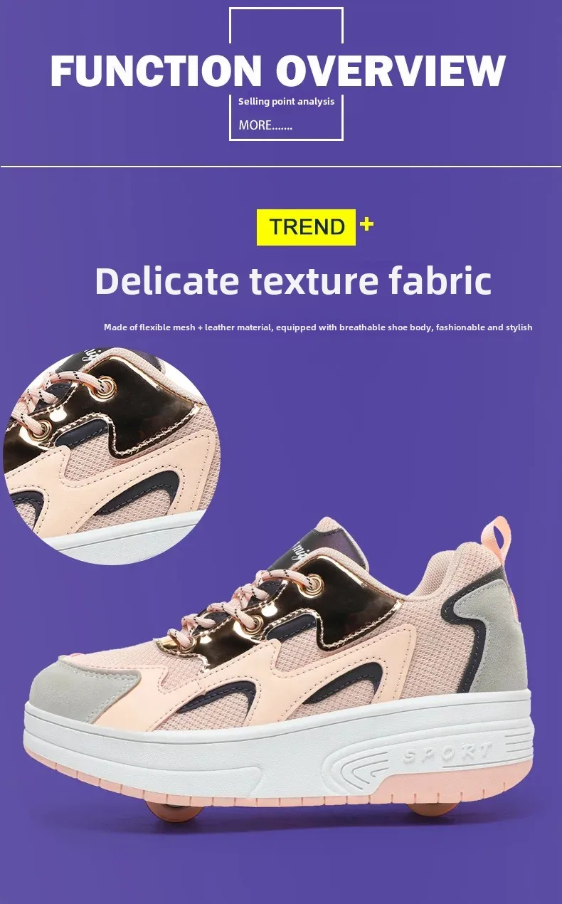 Children's Double-Wheel Rollerskates Removable Wheels Skate Shoes for Boys And Girls Student-Friendly Trendy Roller Blades