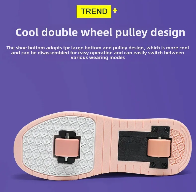 Children's Double-Wheel Rollerskates Removable Wheels Skate Shoes for Boys And Girls Student-Friendly Trendy Roller Blades
