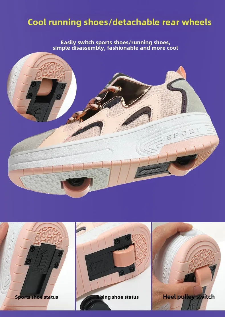 Children's Double-Wheel Rollerskates Removable Wheels Skate Shoes for Boys And Girls Student-Friendly Trendy Roller Blades