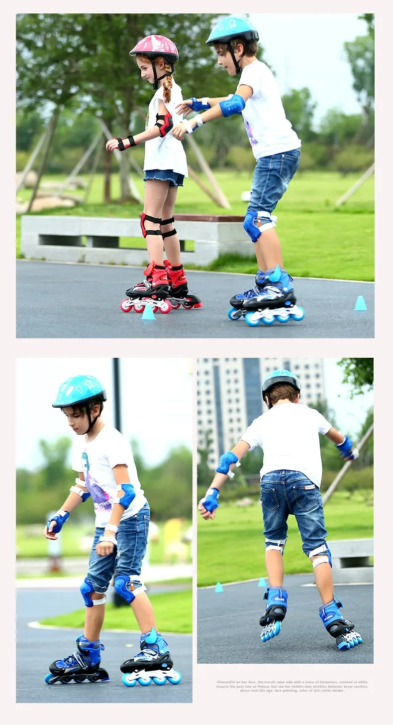 Skating shoes, children's flash straight row roller skating shoes, roller skating shoes, adjustable for both men and women