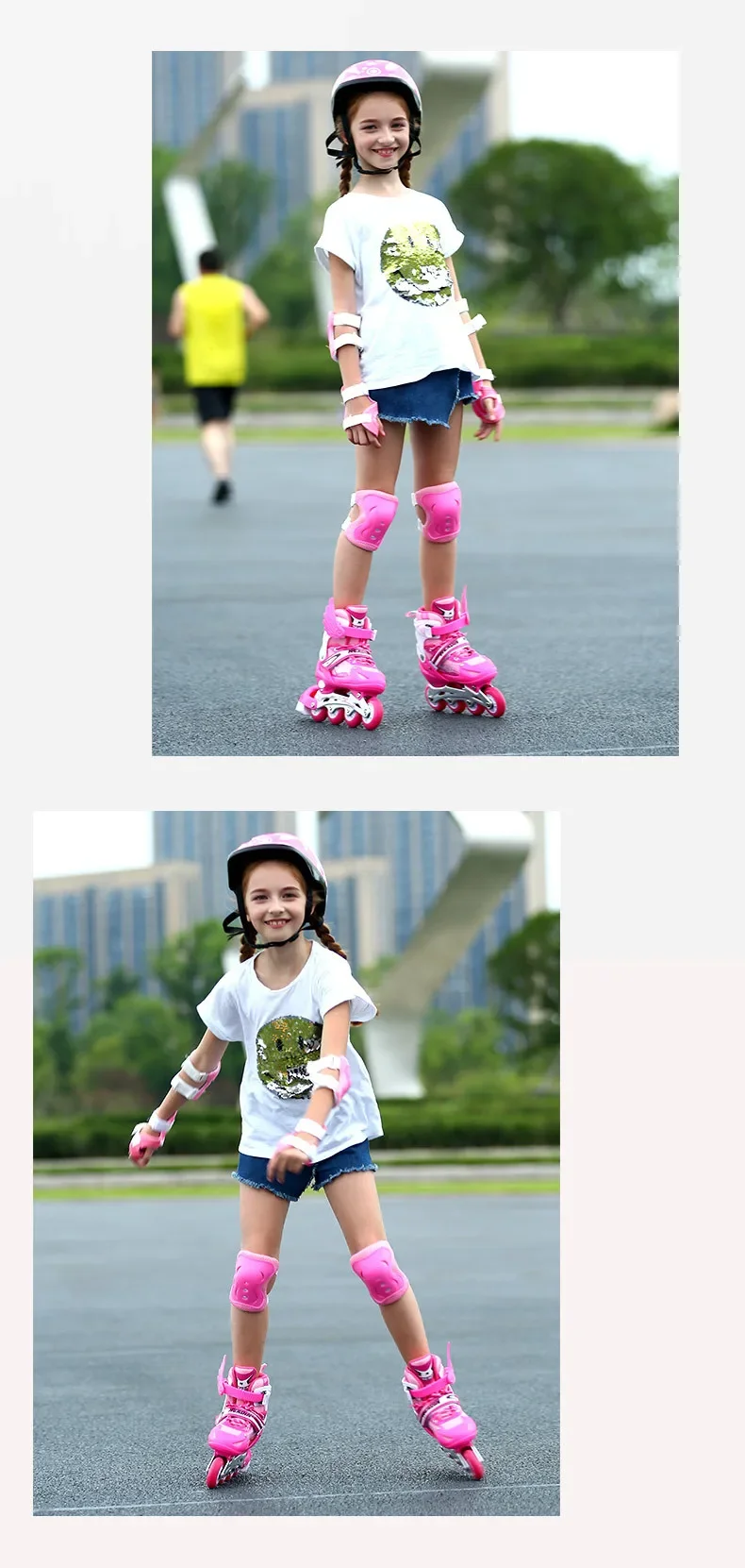 Skating shoes, children's flash straight row roller skating shoes, roller skating shoes, adjustable for both men and women
