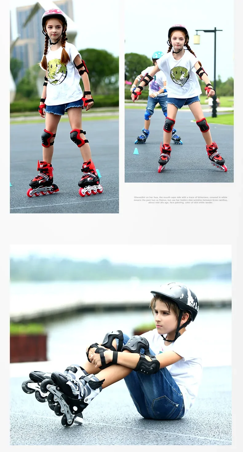 Skating shoes, children's flash straight row roller skating shoes, roller skating shoes, adjustable for both men and women