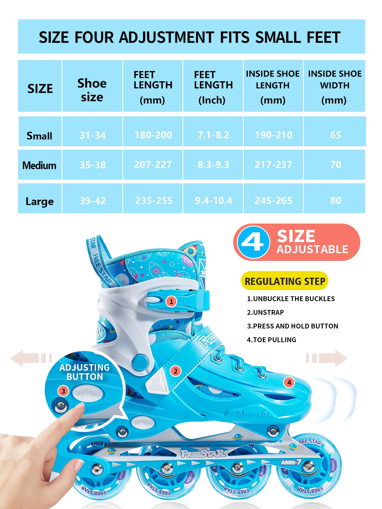 Easy Star Sports Wind 1 set high-end hard shell full surround PU wheel full flash roller skates adjustable size professional tra
