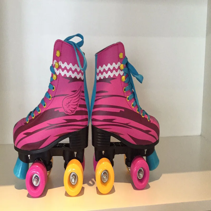 Children's double-row figure skating roller skates two-line roller skates unisex children's red PU roller skates Children's double-row figure skating roller skates two-line roller skates unisex children's red PU roller skates