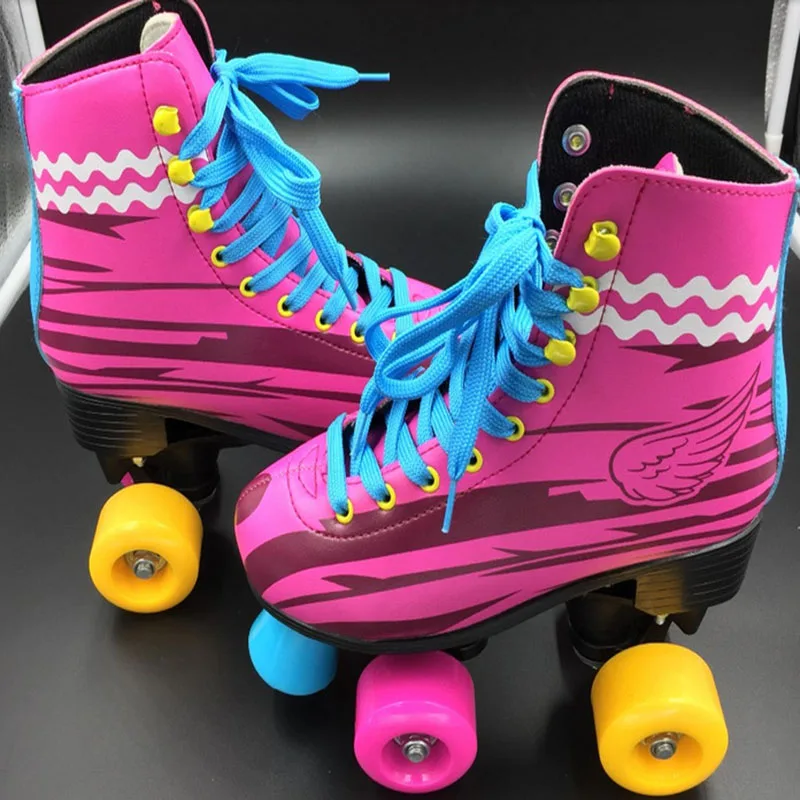 Children's double-row figure skating roller skates two-line roller skates unisex children's red PU roller skates Children's double-row figure skating roller skates two-line roller skates unisex children's red PU roller skates