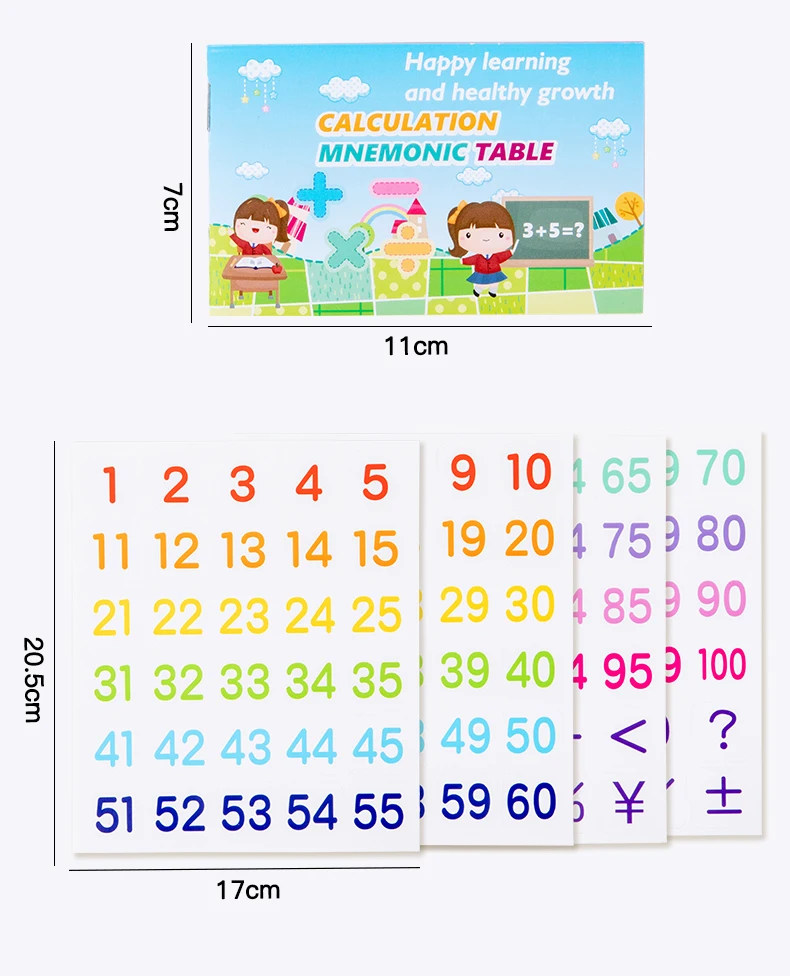 Classic Wooden Educational  Math 10-Row Counting Toy 100 Beads With Counting Sticks Number Alphabet Card Preschool Math Learning