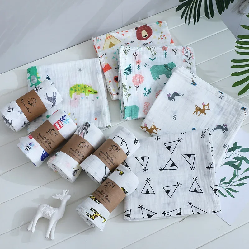 110X110CM Muslin Blanket Cotton Baby Swaddle Soft Newborn Blanket Bath Towel Gauze Infant Boy Girl Wrap Sleepsack Stroller Cover 110X110CM Muslin Blanket Cotton Baby Swaddle Soft Newborn Blanket Bath Towel Gauze Infant Boy Girl Wrap Sleepsack Stroller Cover