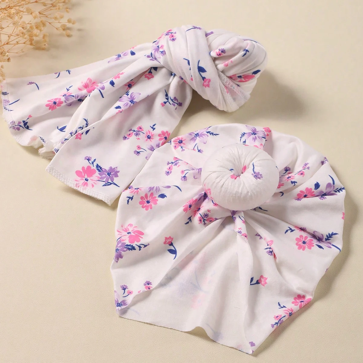 Ylsteed Rose Flower Print Newborn Photography Wrap with Turban Hat Infant Photo Shooting Outfits  Baby Receiving Swaddle Blanket