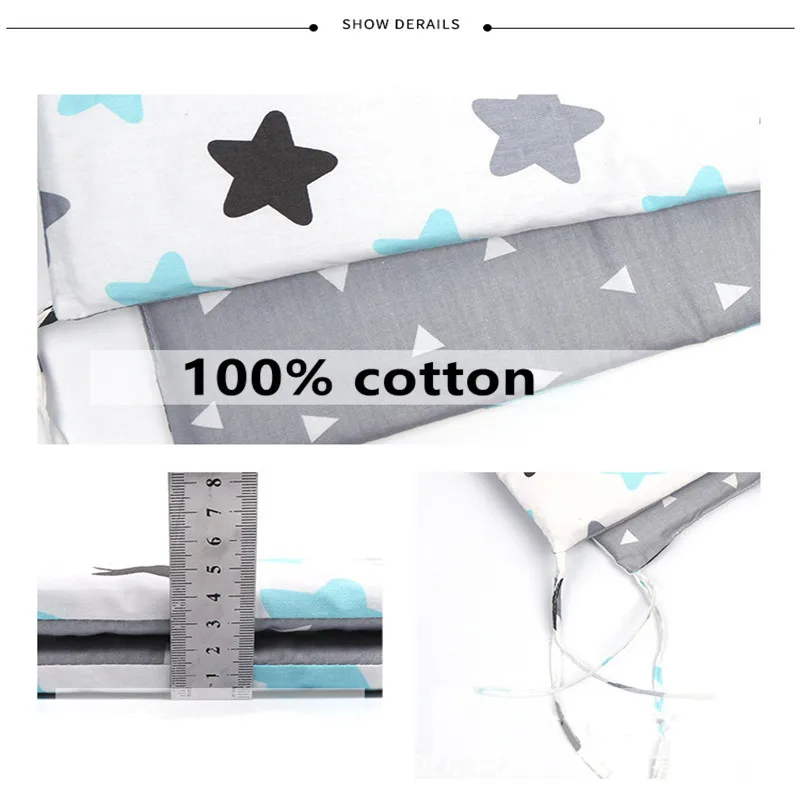 Nordic Stars Baby Bed Thicken Bumpers Zipper Design One-piece Crib Around Cushion Cot Protector Pillows 200*30 CM Nordic Stars Baby Bed Thicken Bumpers Zipper Design One-piece Crib Around Cushion Cot Protector Pillows 200*30 CM