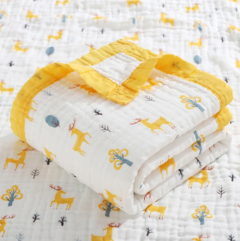 Baby blanket cotton 6 layers newborn swaddle blanket cartoon high-density breathable children's blanket Baby blanket cotton 6 layers newborn swaddle blanket cartoon high-density breathable children's blanket