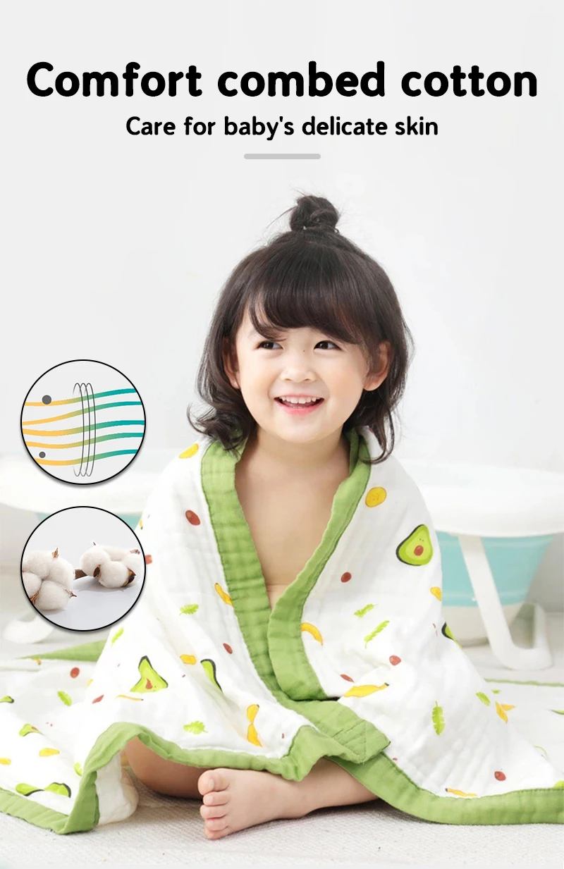 Baby blanket cotton 6 layers newborn swaddle blanket cartoon high-density breathable children's blanket Baby blanket cotton 6 layers newborn swaddle blanket cartoon high-density breathable children's blanket