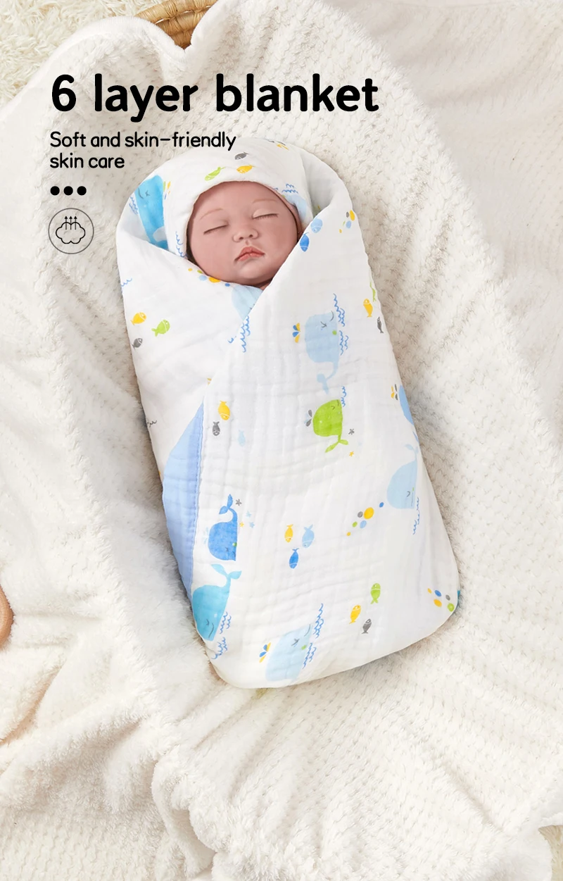 Baby blanket cotton 6 layers newborn swaddle blanket cartoon high-density breathable children's blanket Baby blanket cotton 6 layers newborn swaddle blanket cartoon high-density breathable children's blanket