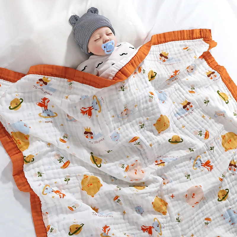 Baby blanket cotton 6 layers newborn swaddle blanket cartoon high-density breathable children's blanket Baby blanket cotton 6 layers newborn swaddle blanket cartoon high-density breathable children's blanket