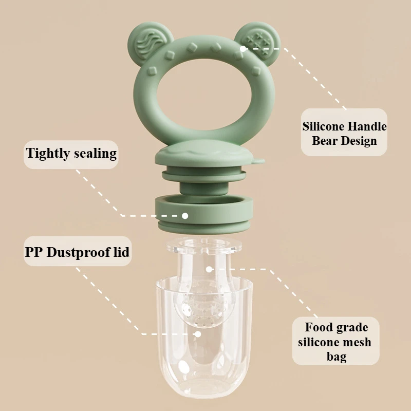 Baby Fruit Food Feeder & Mini Freezer Nibble Tray with Lid Breastmilk Popsicle Molds Silicone Infant Self Feeding Food Pacifier